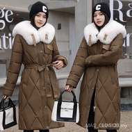 Women's Slim Fit Down Cotton Blend Jacket - Long Length Winter Wear