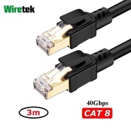 Wiretek LAN Cable Cat 8 Gigabit Ethernet Network Cable 3 meters