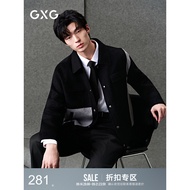 GXG Men's Clothing Contrast Color Plaid Patchwork Wool Blend Short Coat Jacket Coat Winter 25