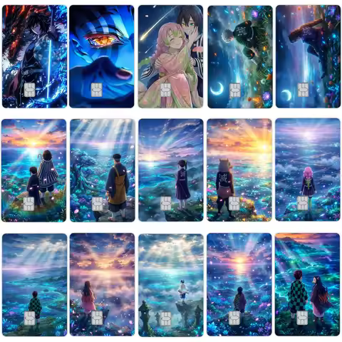 Anime Agatsuma Zenitsu Tomioka Giyuu Nezuko Cartoon Credit Card Skin Stickers High Quality Film Skin