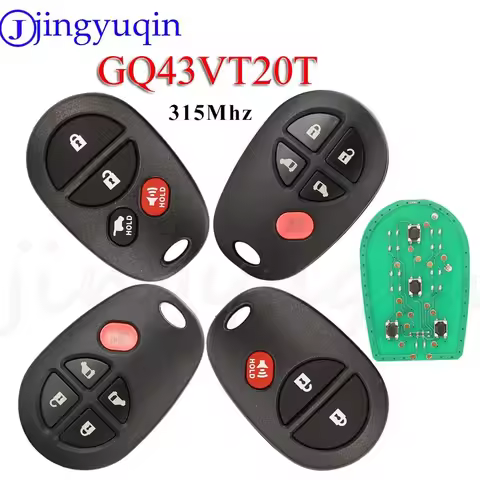 jingyuqin GQ43VT20T 315MHz Remote Car Key Fob For Toyota Sienna Solara Avalon Camry Highlander Sequo
