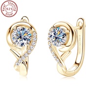 TEMU Silver Weight 2.74g, Moissanite 5mm*2pcs, 1mm*18pcs, 0.*2pcs Pair Of 925 Flower Earrings Elegan