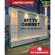 🔥Free Installation TV Cabinet 8'FT (65 INCH TV) with PLUG / LED Light / GLASS DOOR / TV Gantung Alma