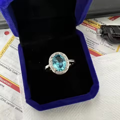 Valuable Lab Aquamarine Diamond Promise Ring 10KT White Gold Engagement Wedding Band Rings for Women