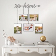 5pcs/Set 2pcs 6x8, 3pcs 7x9 Inch Home Metal Frame With Chain, Grey And Black, DIY Collage Set,Photo