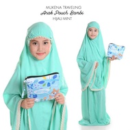 HIJAU CHILDREN'S MUKENA RAYON LACE POUCH BAMBI GREEN