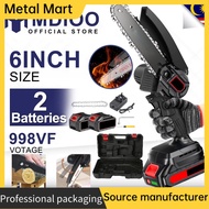 Metal Mart 998VF Cordless Chainsaw 6 inch Electric Saw Logging Saw Rechargeable Chain Saw Gergaji Elektrik Mesin Potong Pokok