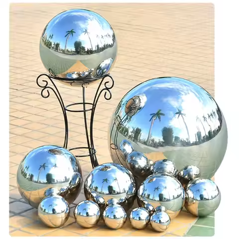 5 Pcs Stainless Steel Gazing Balls Mirror Polished Hollow Ball Reflective Garden Sphere Floating Pon