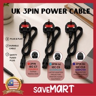 UK 3 Pin Power Cable IEC C7 Figure 8 IEC C5 Cloverleaf IEC C13 Power Cord / Kabel Kuasa UK 3 Pin