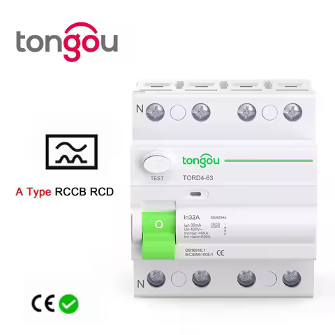 4 Pole 63A 30mA Type A Electromagnetic Type RCCB RCD 400V 6KA Residual Current Circuit Breaker Diffe