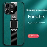 Magnetic Ring Stand Cover For OPPO Reno 14 Pro 14F 5G Luxury PU Leather Soft Silicone Shockproof Cov