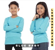 Kaos Polos Anak Lengan Panjang Warna Biru Muda - Oblong Polos Panjang Biru Langit Anak - Kaos Polos