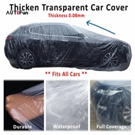 Autofun Pe Transparent Car Cover Plastic Protection Resistant Waterproof Rain Dust Proof