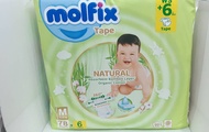 โมลฟิกซ์เนเชอรัล แพมเพิสเด็กแบบเทปกาว Molfix Natural ห่อใหญ่ (size NB88ขิ้น / S84ขิ้น/ M78ชิ้น)