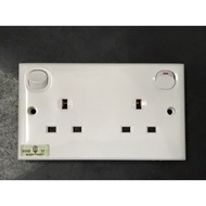 Crown 13A 250V AC 2 Gang Twin Double Flush Switched Socket Outlet Plug