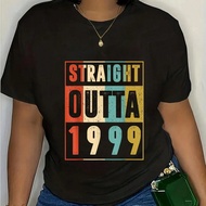 Straight Outta 1999 Vintage Graphic 23 Yrs Old 23rd Birthday T-Shirt Casual Short Sleeve Shirt