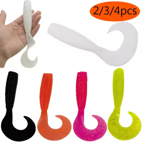 2/3/4pcs Big Worm Single Tail Grub Trolling 50g Lure Ocean Boat Fishing Rock Beach Soft Bait Artific