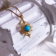 歐風復古款綠松石項鍊 美國進口頂規品 天然綠松石  睡美人礦