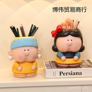 Table Pearl Earrings Lipstick Girl's Pen Holder Cute Storage Bucket Piggy Bank Office Makeup Brush S