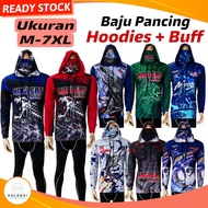 KOLEKSI SEMPURNA Baju Pancing Lengan Panjang Hoodies+Buff Jersi Memancing Tangan Panjang Topi M-7XL