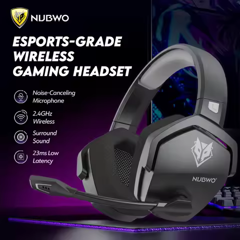 NUBWO G06 Wireless Headsets Gamer 2.4GHz Bluetooth 5.3 Gaming Headphones with Dual Microphone for PS