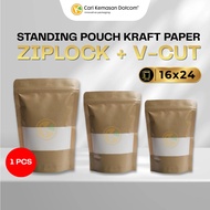 Standing Pouch 16 x 24 Kraft Paper Ziplock Window Plastic Packaging