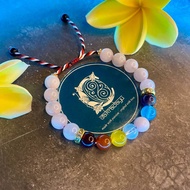 CAKRADAYU Gelang Tridatu 7 Cakra Batu Kristal dengan Rose Quartz