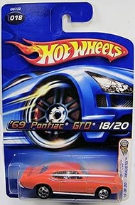 Hot Wheels '69 Pontiac GTO 2005 1:64 Scale Orange 1969 Pontiac GTO 18/20 Die Cast Car #018