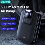 USAMS Car Air Compressor Digital Tire Inflator Pump Mini Inflatable 5000mAh Battery Auto Tire Pump For Car Bicycle Motorcycle