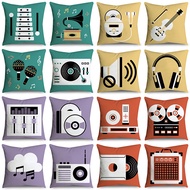 Single-sided printing cartoon music pattern polyester cushion cover home decoration sofa Sarung Bantal car pillowcase