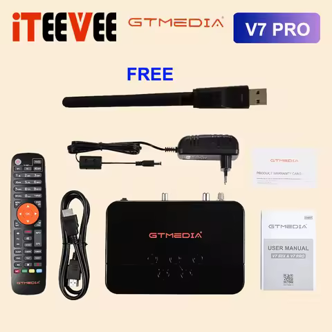 1PC GTmedia V7 PRO Combo Dvb-T2/S2 Satellite Receiver (USB Wifi) Suport H.265 PowerVu Biss Key Ccam 