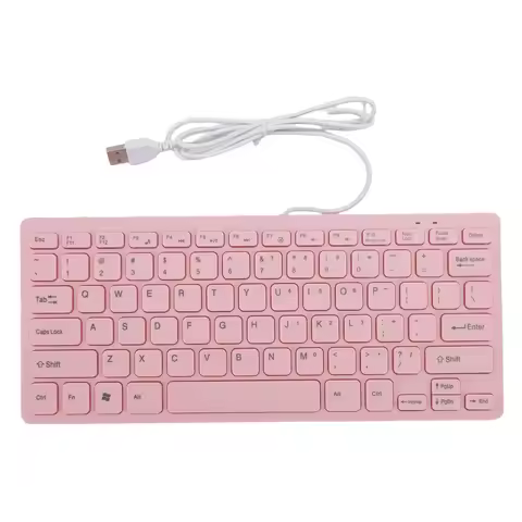 Small Wired Keyboard Roseate Quiet USB 78 Keys Computer Keyboard with Anti Slip Foot Pads for Gaming