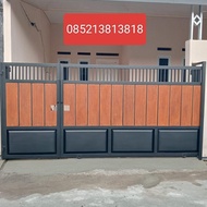 pintu gerbang rumah model minimalis grc kombinasi plat bending