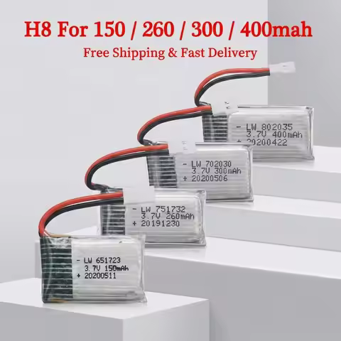 3.7V 150mAh 260mAh 300mAh 400mAh Lipo Battery for RC Plane FX620 FX820 F22 SU57 Mige530 Glider Remot