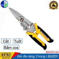 Kìm cắt dây đa năng cao cấp Nhật Bản 3 trong 1 Buddy BA0144 8inch/200mm (Cắt cáp-Tuốt dây-Bấm cos) -