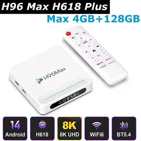 H96 Max H618 Plus Android 14 TV BOX Allwinner H618 Max 4GB 128GB 5G Dual WIFI 8K Video Decoding BT5.