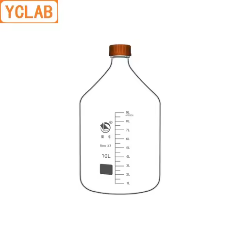 YCLAB 10000mL Reagent Bottle 10L Screw Mouth with Blue Cap Boro 3.3 Glass Transparent Clear Laborato