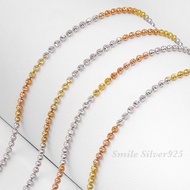 สร้อยคอเงินแท้ Italy 92.5% ชุบ 3 กษัตริย์ ลาย Ball Slash ขนาด 2 mm.