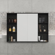 Solid Wood Sliding Door Bathroom Mirror Cabinet Hidden Nordic Bathroom Wall Mounted Storage Cabinet with Smart Mirror Model