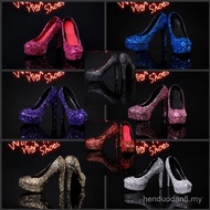 New Product mini times toys 1/6 Rubberized Female Body P-001 Sequined Gold Crystal High Heels 8 Styl