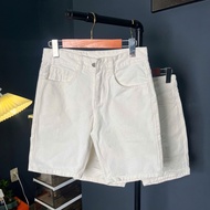 Men's plain white jean shorts made of high-quality torn white cotton jeans QS7A221