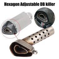 Motorcycle Hexagonal Exhaust Muffler Pipe DB Killer Silencer Adjustable Sound Plug 4.8CM 195mm