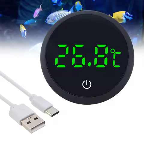 Aquarium Fish Tank Thermometer Degree Celsius Wireless Rechargeable Digital Thermometer LED Display 