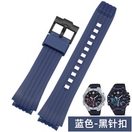 สายนาฬิกาหนังยางซิลิโคนสำหรับผู้ชาย Casio Edifice Ocean Heart ECB-10YP สายเดิม เข็มขัดหนังยางซิลิโคน