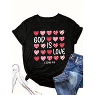 Women'S Christian Faith T-Shirt with God is Love Print & 1 John 4:8 Bible Verse - Red Heart Design,