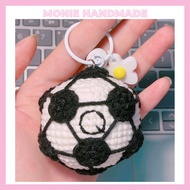 Handmade wool soccer ball keychain
