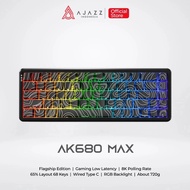 AJAZ AK680 MAX MAGNETIC GRAIN WIRED CONTOUR LINE KEYBOARD (RICE YELLOW SWTICH) WHITE/BLACK, RGB