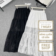 [SHOPPUMI] freesize 2-color long tiered lace skirt with elastic waist Pumi 16969