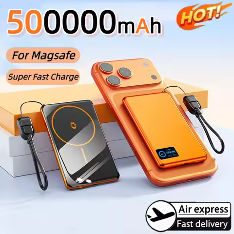 500000mAh Large Capacity Portable Magnetic Power Bank PD 25W Wireless Fast Charging Powerbank for iP