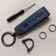 Car Key Rings Luxury Leather Keychain Pendant Accessories For Hyundai IONIQ Sonata Elantra Grandeur 